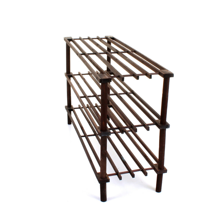 3 Tier Wooden Shoe Rack - Walnut