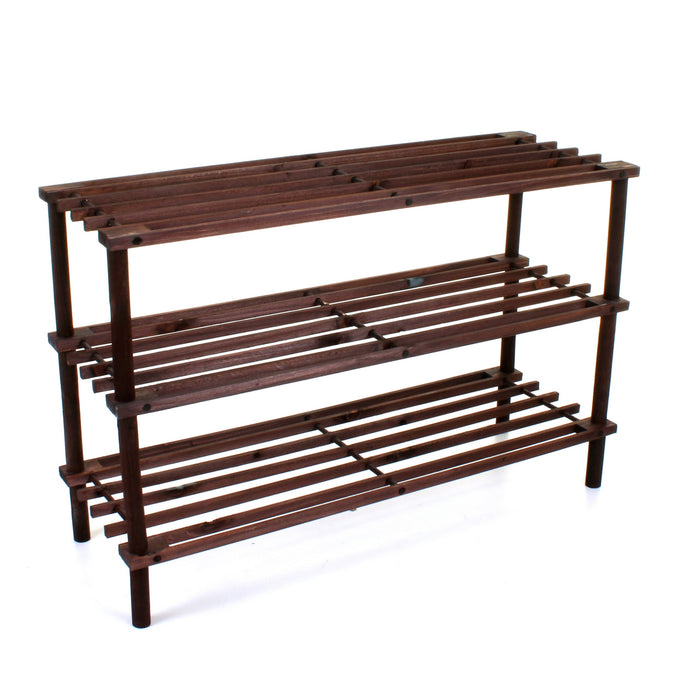 3 Tier Wooden Shoe Rack - Walnut