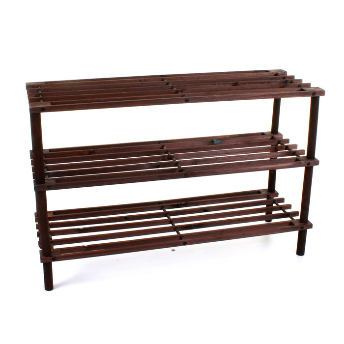3 Tier Wooden Shoe Rack - Walnut
