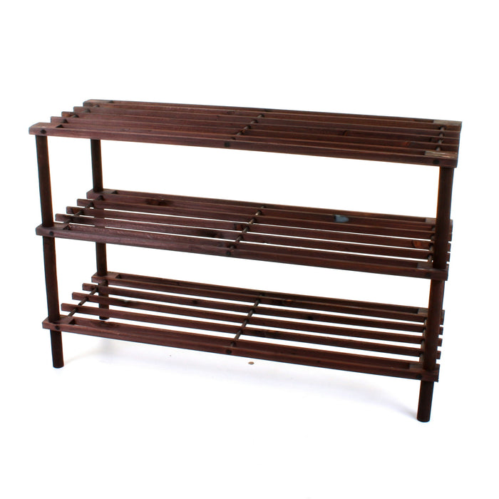 3 Tier Wooden Shoe Rack - Walnut