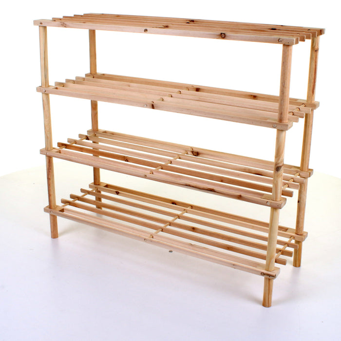 4 Tier Wooden Shoe Rack - Pine