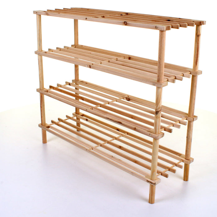 4 Tier Wooden Shoe Rack - Pine