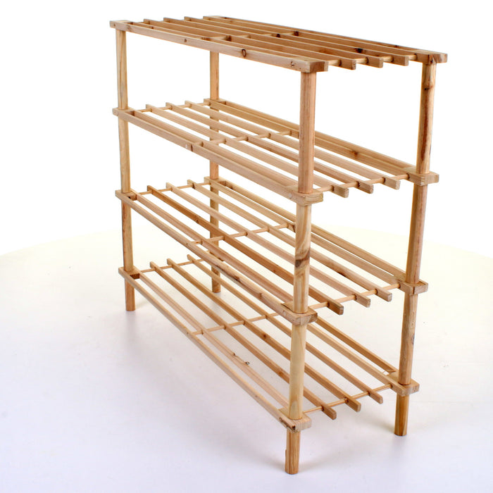 4 Tier Wooden Shoe Rack - Pine