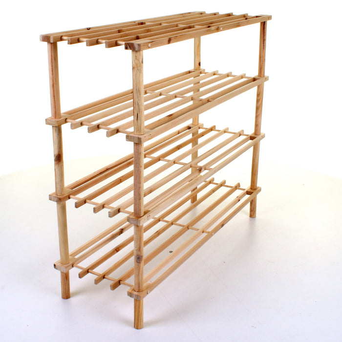 4 Tier Wooden Shoe Rack - Pine