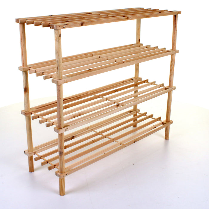4 Tier Wooden Shoe Rack - Pine