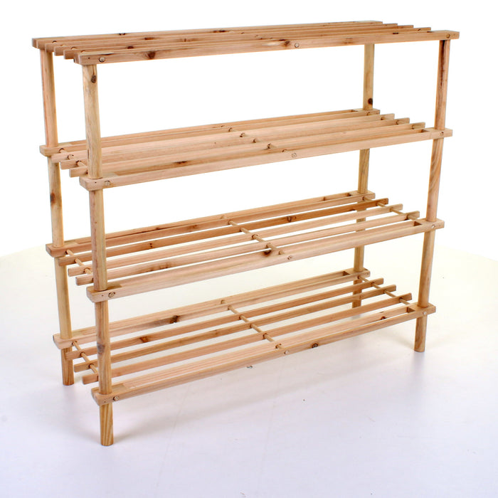 4 Tier Wooden Shoe Rack - Pine