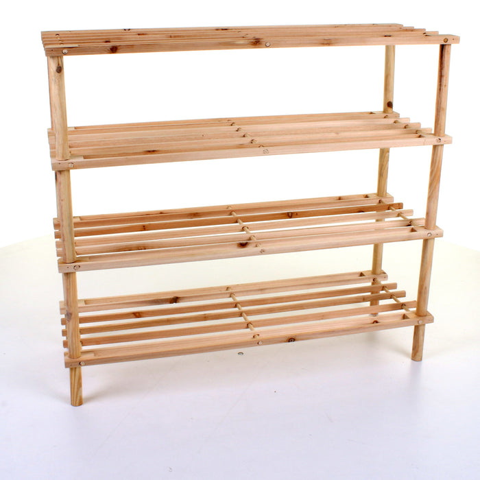 4 Tier Wooden Shoe Rack - Pine