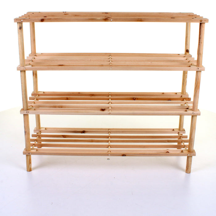 4 Tier Wooden Shoe Rack - Pine