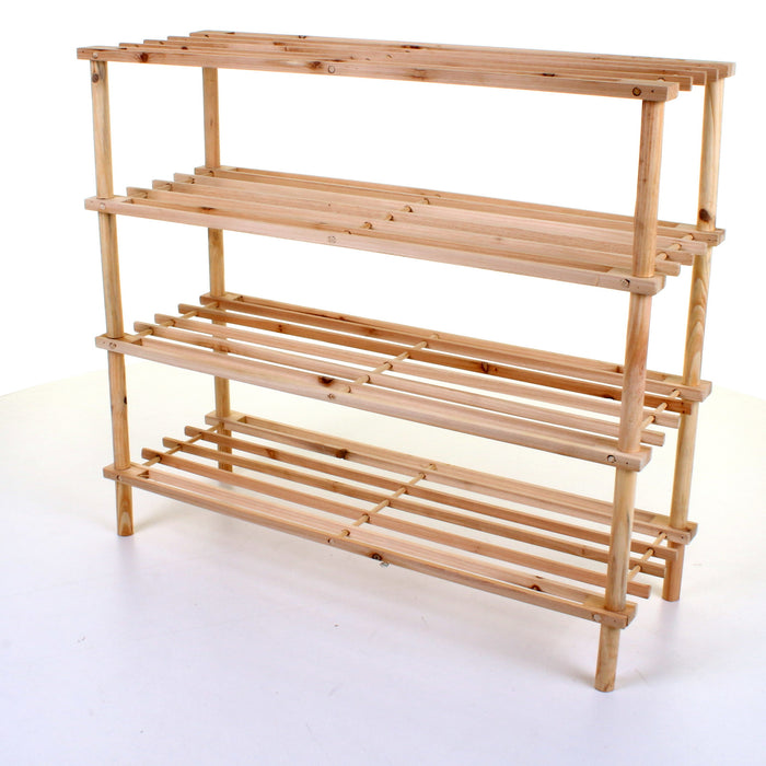 4 Tier Wooden Shoe Rack - Pine