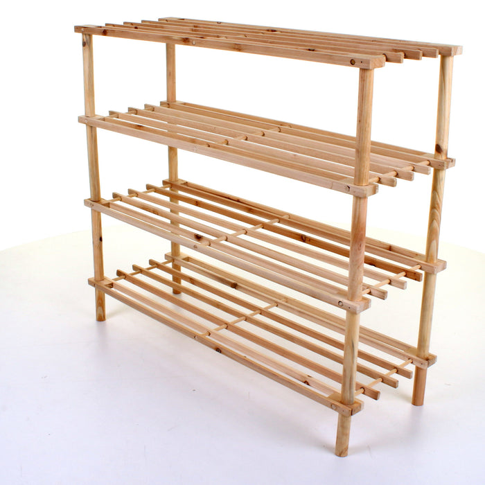 4 Tier Wooden Shoe Rack - Pine