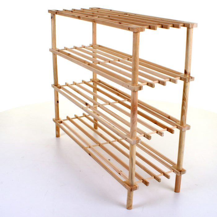 4 Tier Wooden Shoe Rack - Pine