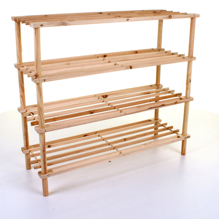4 Tier Wooden Shoe Rack - Pine