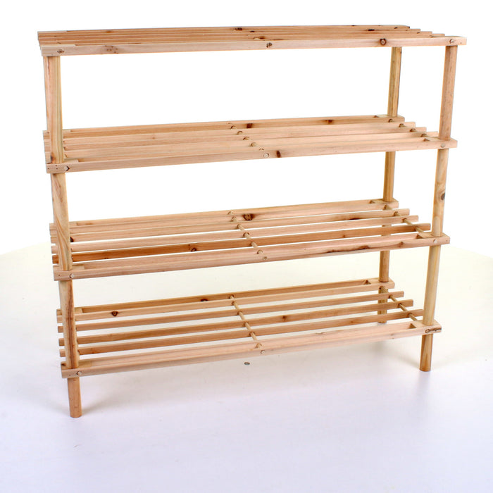 4 Tier Wooden Shoe Rack - Pine