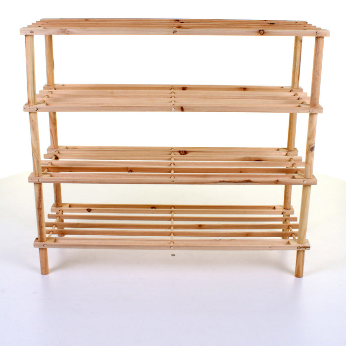 4 Tier Wooden Shoe Rack - Pine