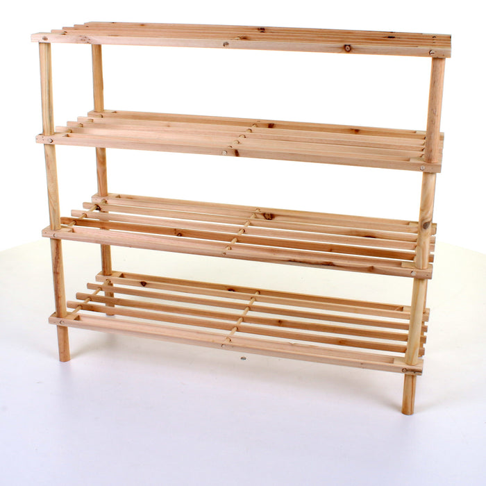 4 Tier Wooden Shoe Rack - Pine