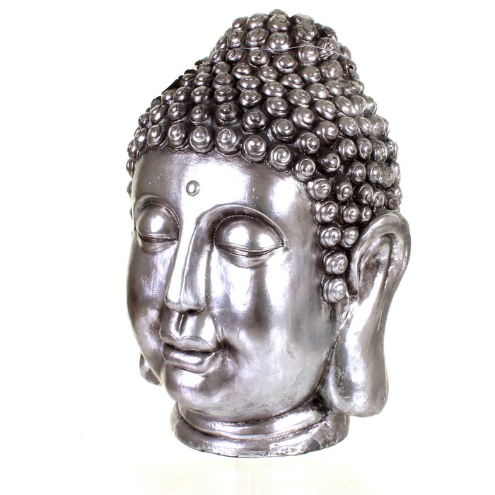 Metallic Silver Buddha Head