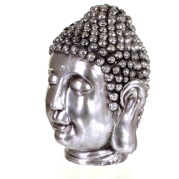 Metallic Silver Buddha Head