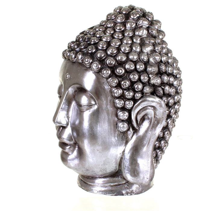 Metallic Silver Buddha Head