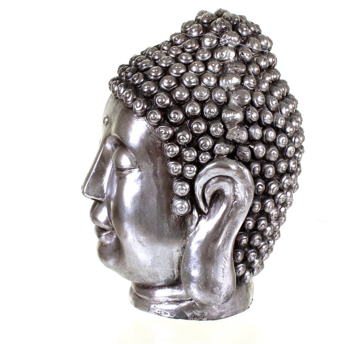 Metallic Silver Buddha Head