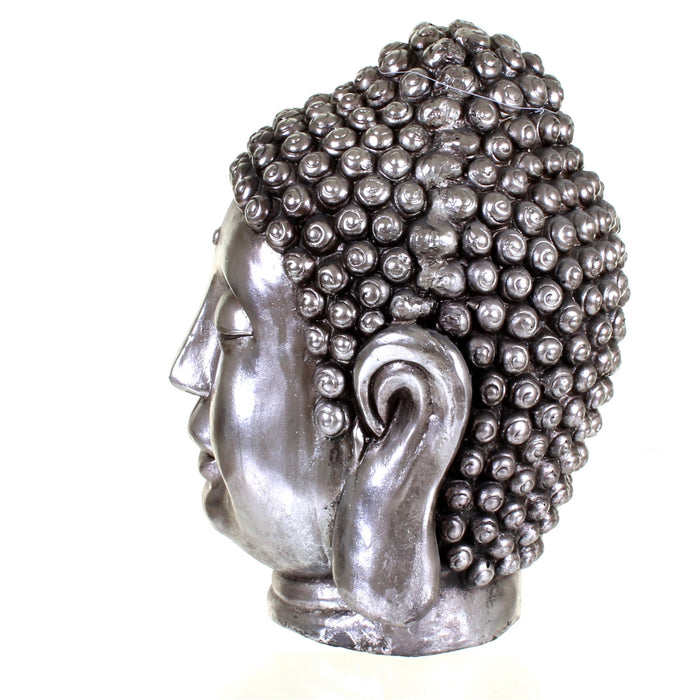 Metallic Silver Buddha Head