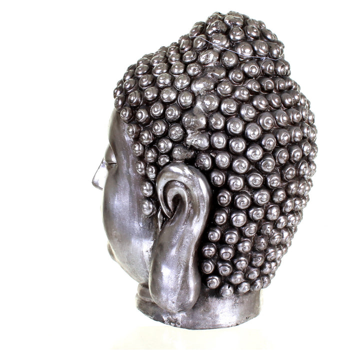 Metallic Silver Buddha Head