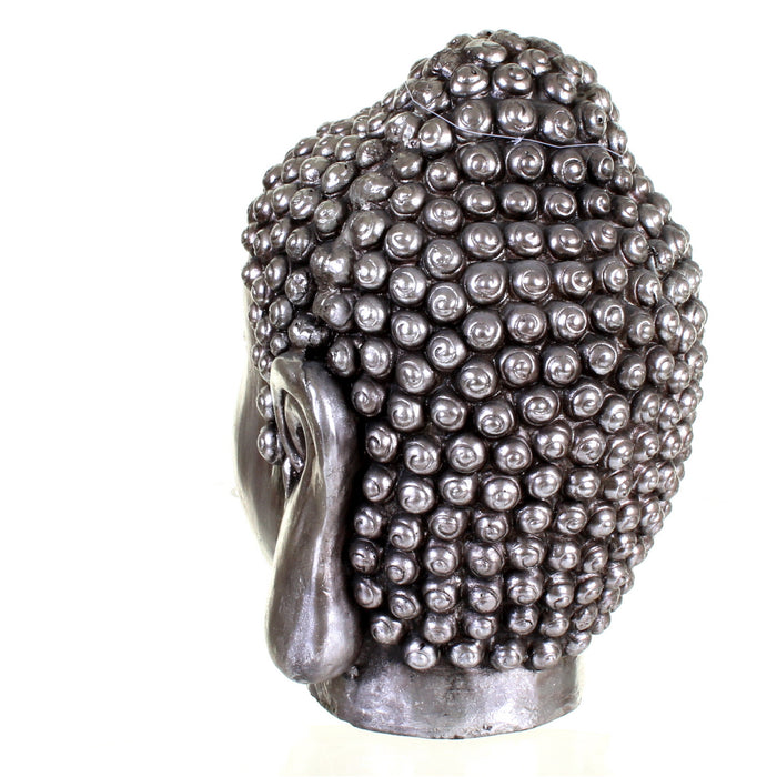 Metallic Silver Buddha Head