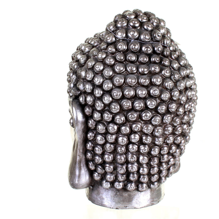 Metallic Silver Buddha Head
