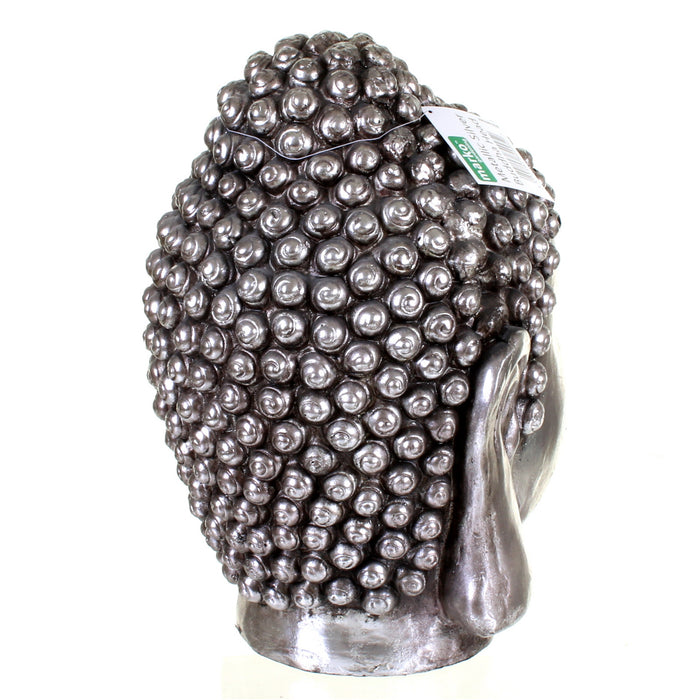 Metallic Silver Buddha Head