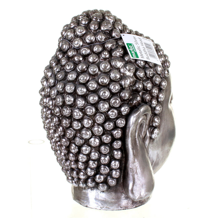 Metallic Silver Buddha Head
