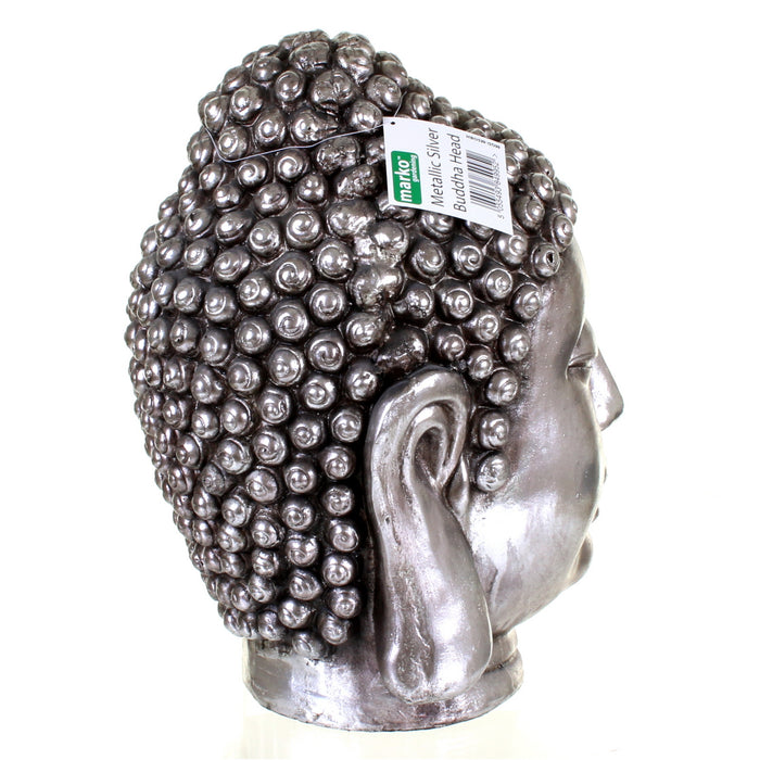 Metallic Silver Buddha Head
