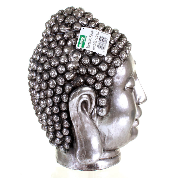 Metallic Silver Buddha Head