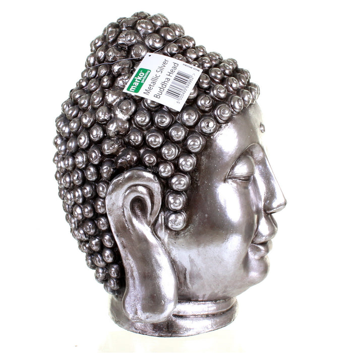 Metallic Silver Buddha Head