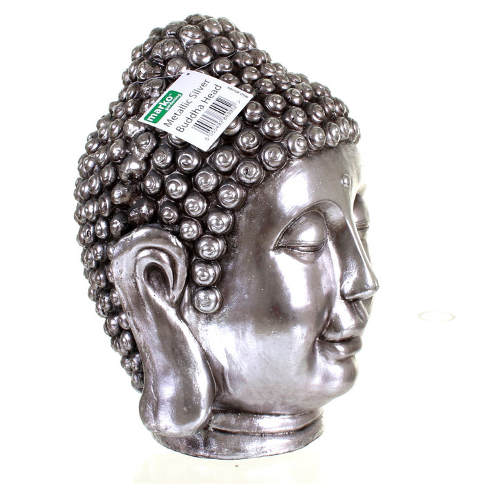 Metallic Silver Buddha Head