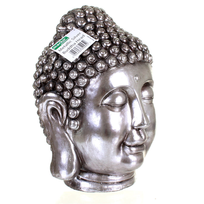 Metallic Silver Buddha Head