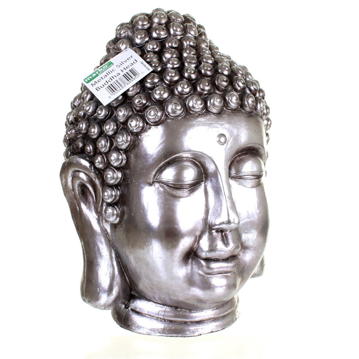 Metallic Silver Buddha Head