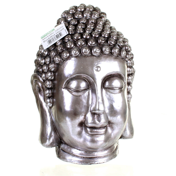 Metallic Silver Buddha Head
