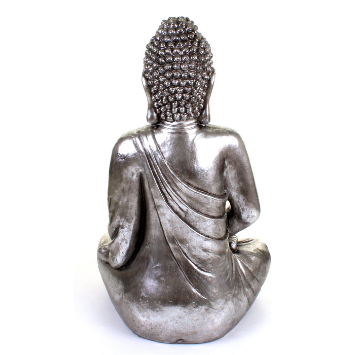 Metallic Silver Large Meditating Buddha