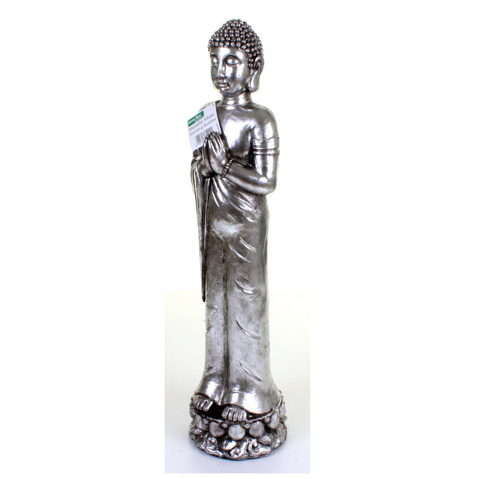 Metallic Silver Standing Buddha