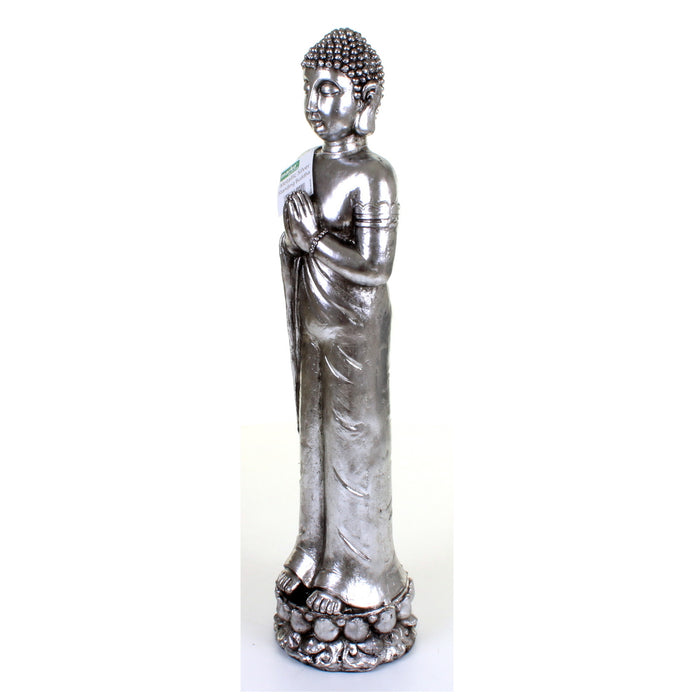 Metallic Silver Standing Buddha