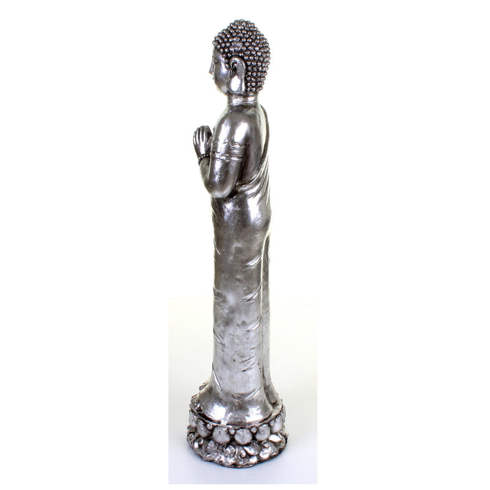 Metallic Silver Standing Buddha