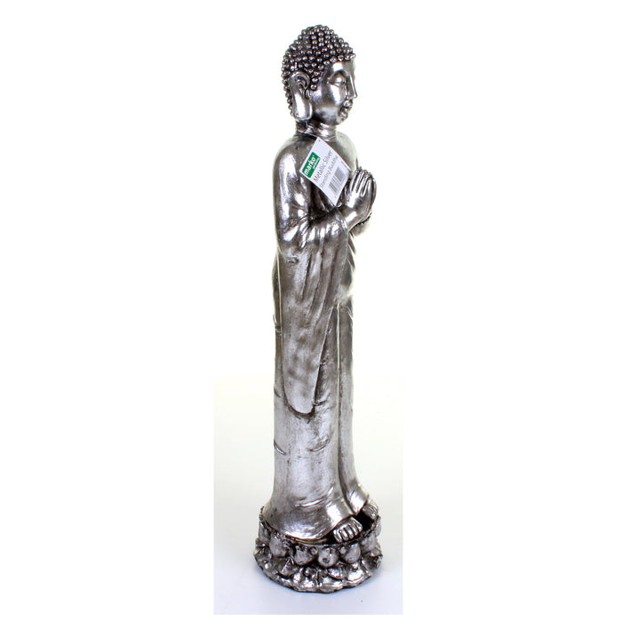 Metallic Silver Standing Buddha