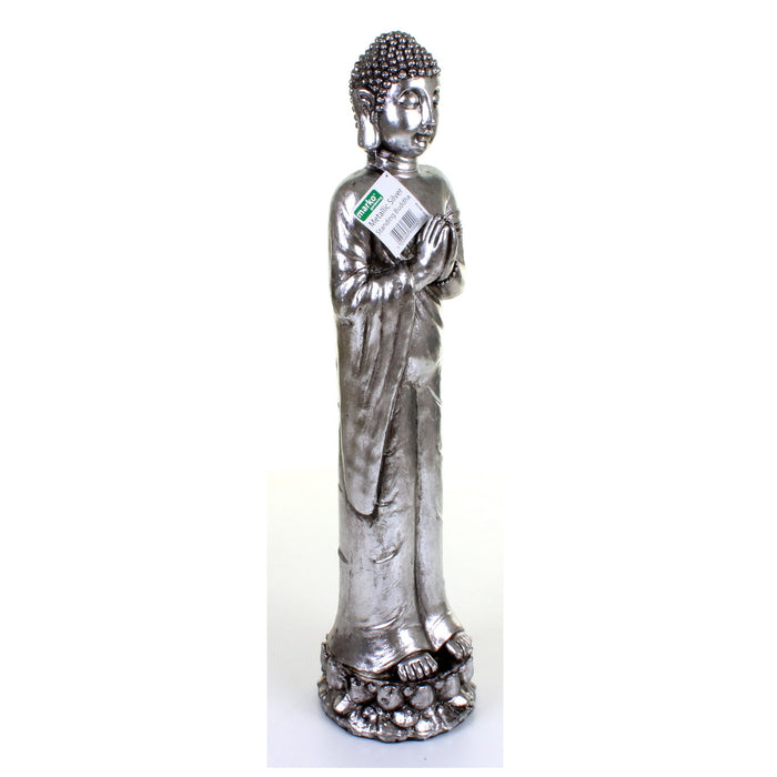 Metallic Silver Standing Buddha