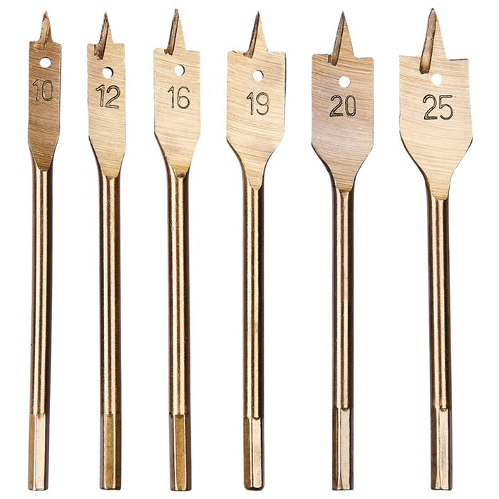 Flat Wood Bit Set Titanium 6pc