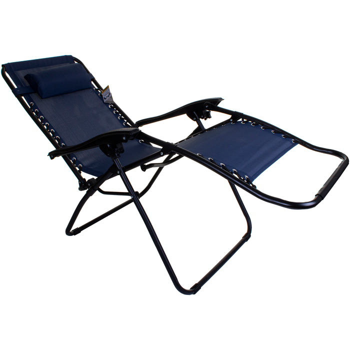 Oxford Blue Reclining Sun Lounger & Table Set 3pc