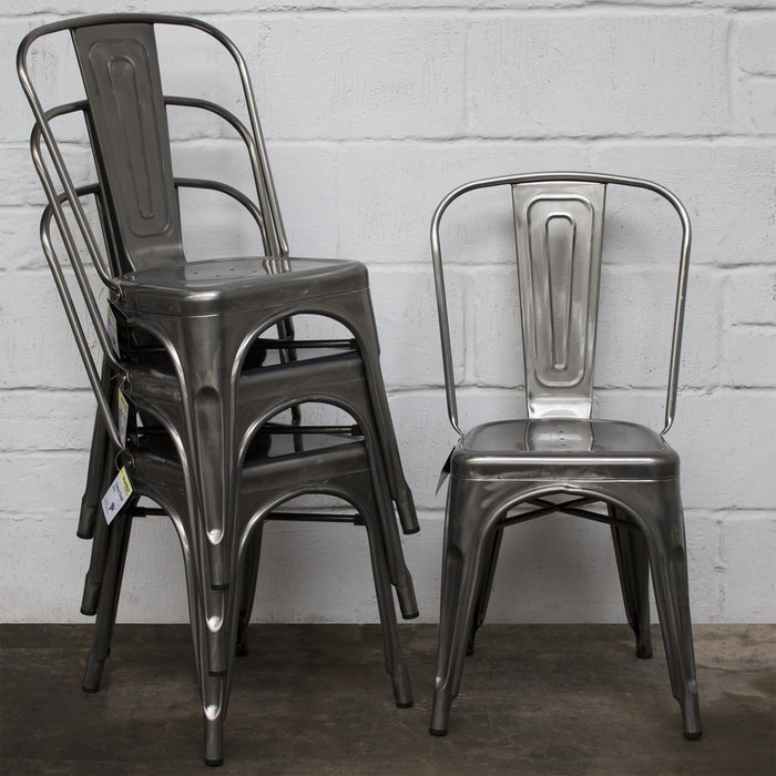 7PC Taranto Table, 3 Siena Chairs & 3 Castel Stools Set - Steel