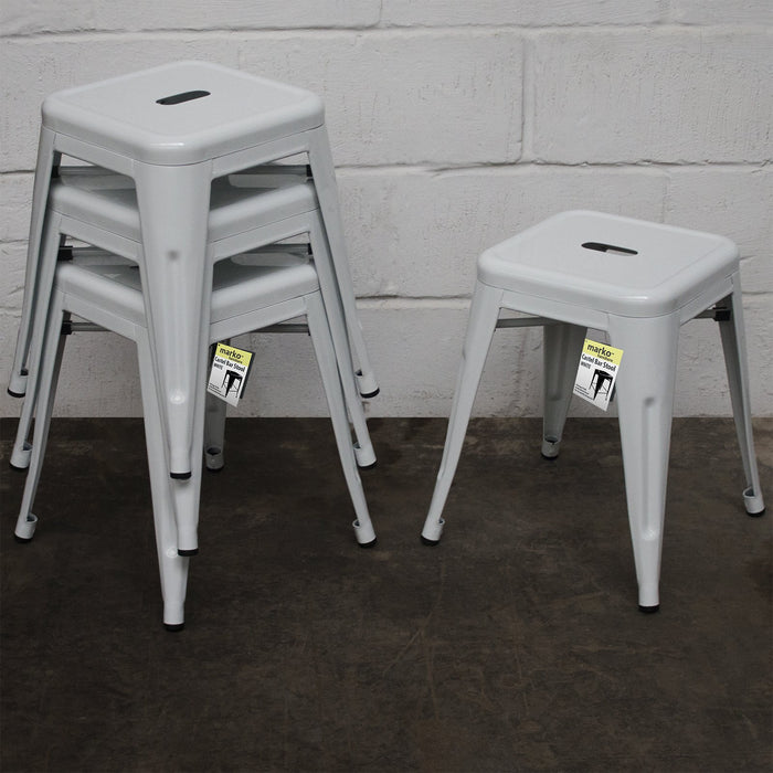 7PC Taranto Table, 3 Siena Chairs & 3 Castel Stools Set - White