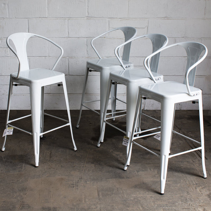 5PC Lodi Table & Favara Bar Stool Set - White