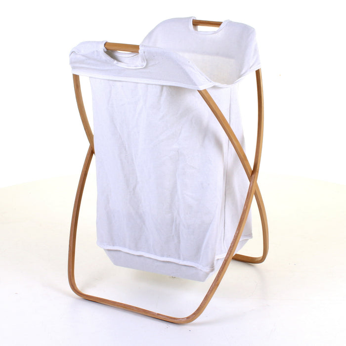 Curved Wood Frame Laundry Basket