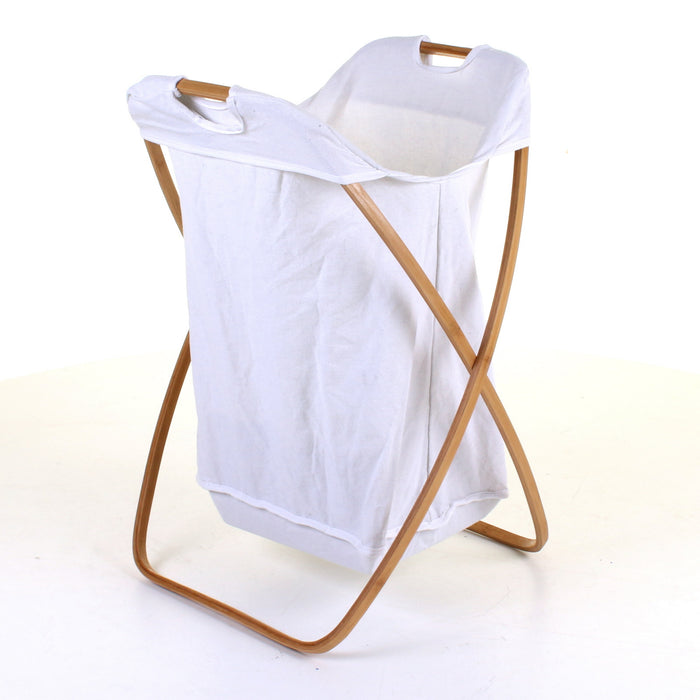 Curved Wood Frame Laundry Basket