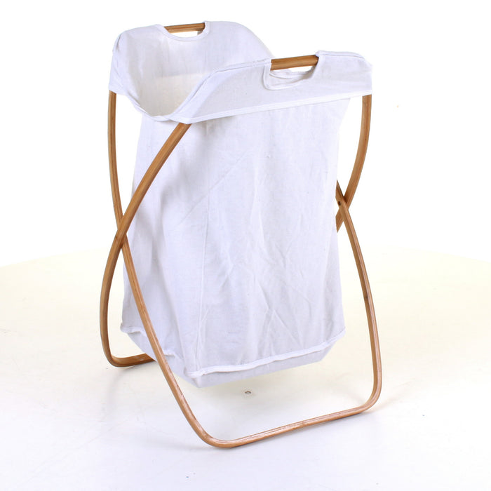 Curved Wood Frame Laundry Basket